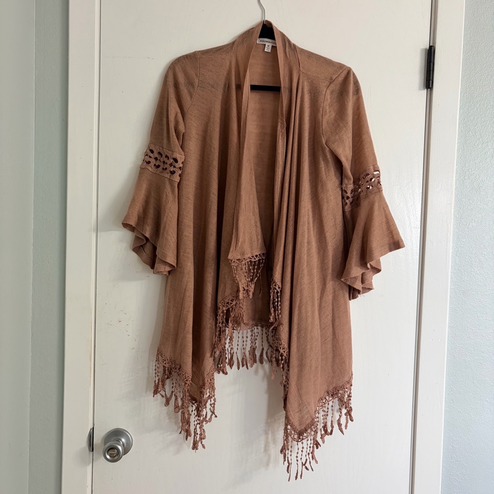 Roommates Peach Knit Cardigan - Boho style - Bell Sleeves